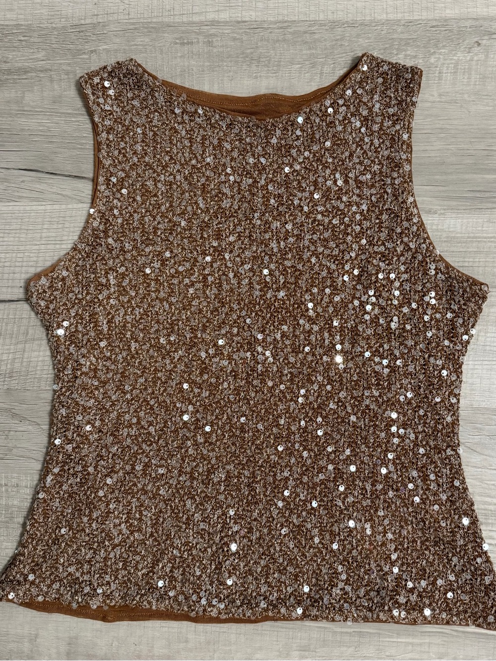 SHEIN Metallic Brown Sequin Tank Top